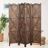 Rancho Barn 4 Panel Room Divider with Folding Screen Room Partition Paulownia Wood Brown - Proman Products: Vintage Farmhouse Style - 3 of 4