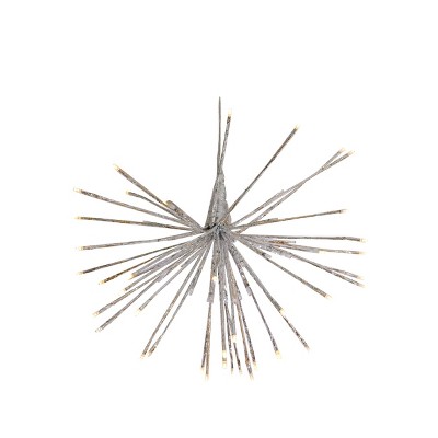 Season's Designs 9" White LED Burst Ball Christmas Decoration Indoor Wall Hanging 64 White LEDs with 8 Light Modes Requires AAA Batteries (Not
