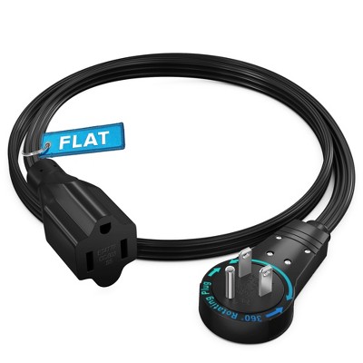 Maximm 360° Rotating Flat Plug Extension Cord Flat Cord with Slim Space-Saving Plug Design, 16 AWG