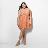 Women's Mini Pleated Babydoll Dress - Wild Fable™ Orange Floral - 2 of 3