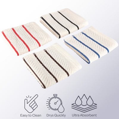 Set of 16 White and Red Cotton Dish Cloths, 12x12in