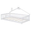 NicBex Twin Size Wood Montessori Bed with House-Shaped Bedside,Floor Bed Frame with Safety Guardrails and Slats,Modern Toddler Bed for Bedroom,White - 4 of 4