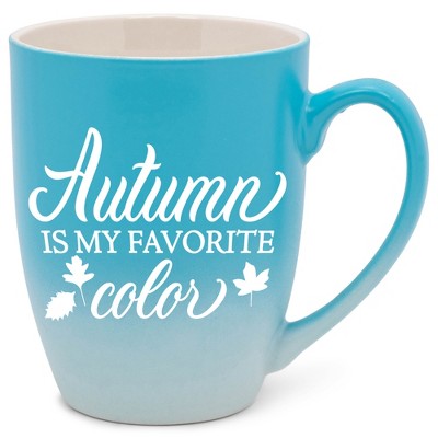 Elanze Designs Autumn Is My Favorite Color Two Toned Ombre Matte Teal and White 12 ounce Ceramic Stoneware Coffee Cup Mug