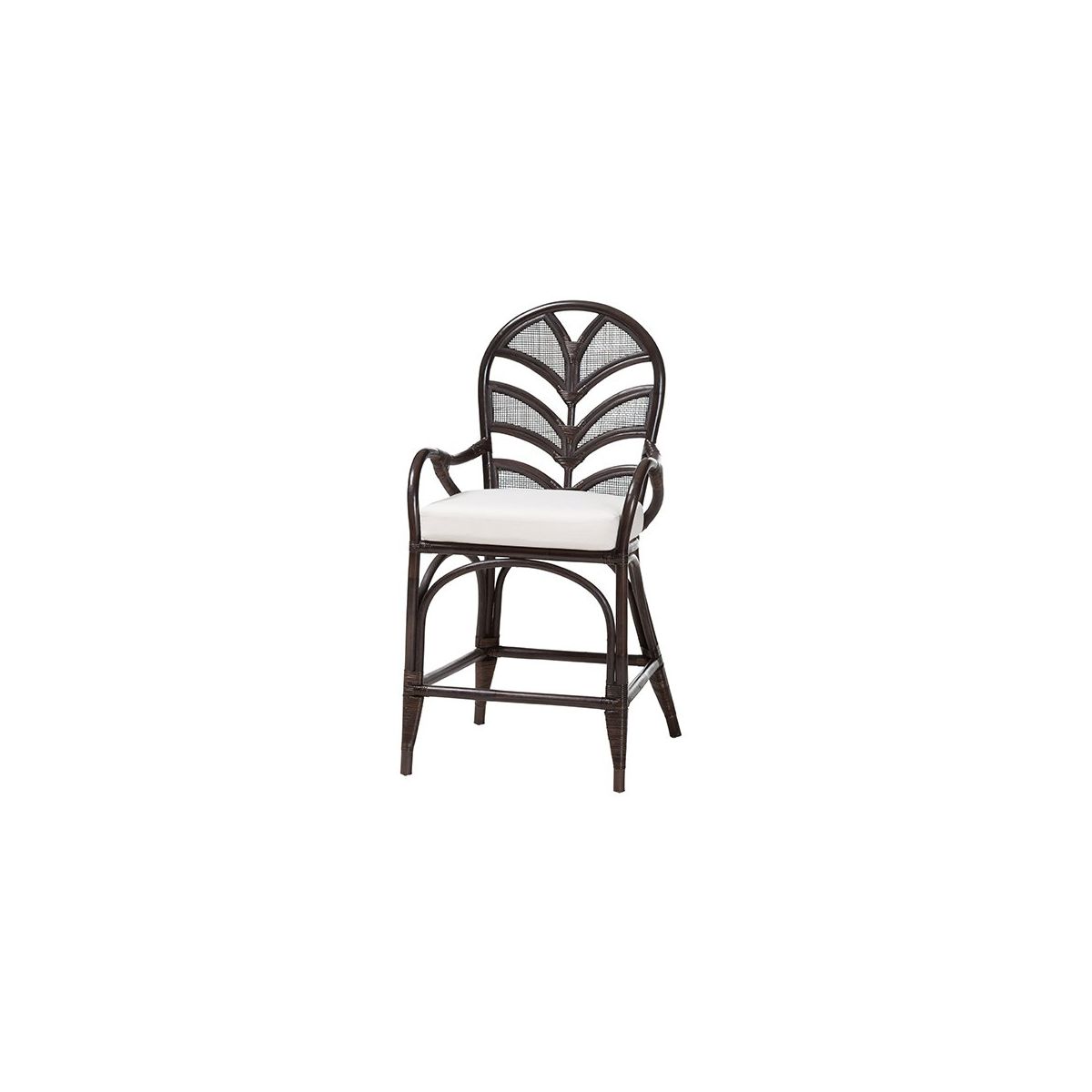 bali & pari,Niven Rattan Counter Stool with Banana Leaf Backrest and Cushion