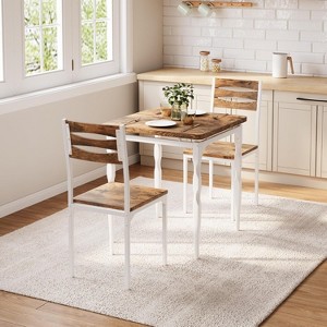 Dining Table Set for 2, Dining Table and Chairs Set of 2, 3 Piece Dining Compact Table Set with Spiral Table Legs for Small Spaces,Kitchen,Apartment. - 1 of 4