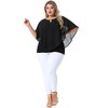 Agnes Orinda Women's Plus Size Neck Detail Keyhole Double-Layered Chiffon Lightweight Flowy Tops - 3 of 4