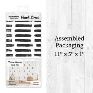 Lines Kids' Wall Decor Black - Decalcomania: Self-Adhesive Stripes, 270 Pieces, Plastic Wall Decals for All Ages - 1 of 4