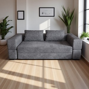 Memory Foam Fabric Convertible Folding Lounge Sofa Bed with Cushions - 1 of 4