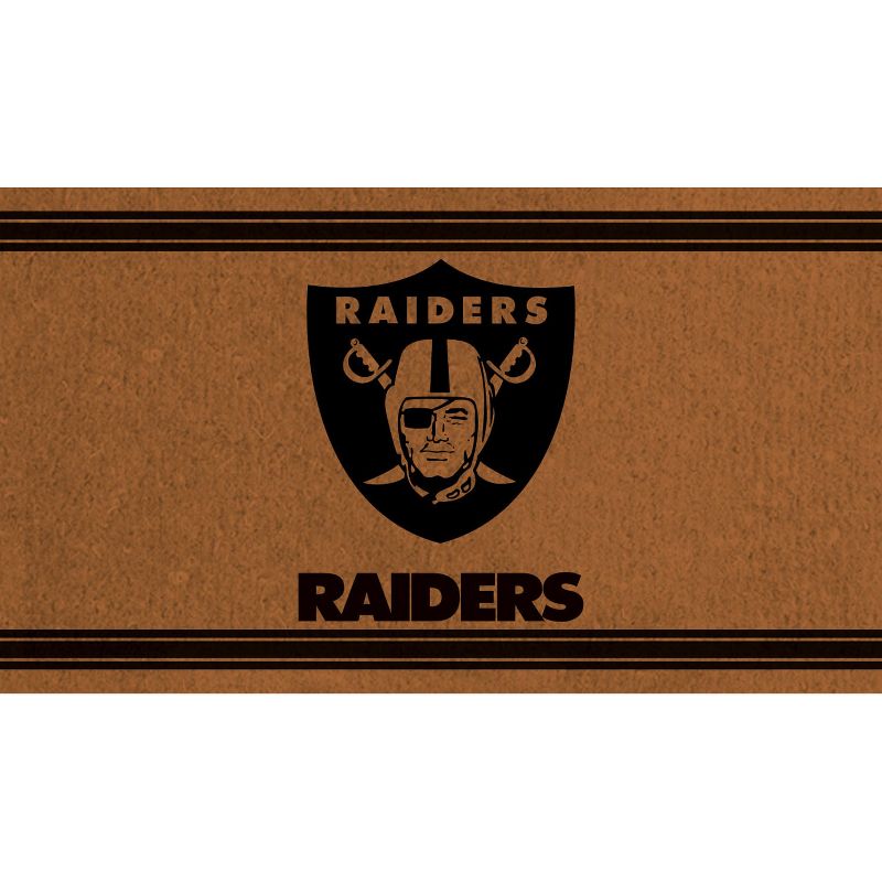 Evergreen Las Vegas Raiders Logo Turf Mat, Brown- 28 x 16 Inches Indoor Outdoor Doormat, 2 of 8