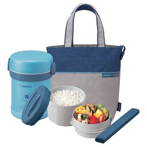 Zojirushi Ms. Bento 21oz Stainless Lunch Jar - Aqua Blue: Microwave Safe Food Storage Containers & Utensil Set - 1 of 4