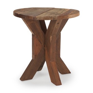 HomeRoots 26" Brown Distressed Reclaimed Wood End Table - 1 of 4