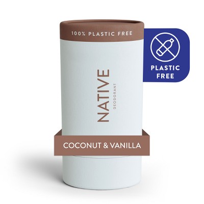 Native Plastic Free Deodorant  for Women & Men - Coconut & Vanilla - Aluminum Free - 2.65oz