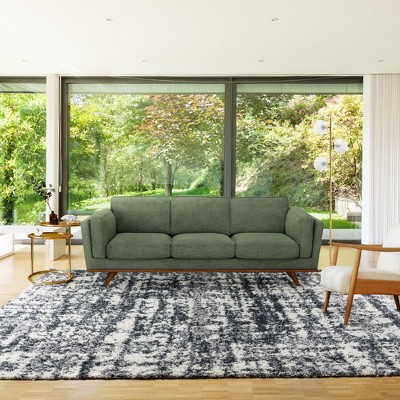 Gray and White Abstract Tufted Shag Area Rug 5' x 7'
