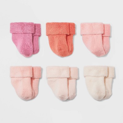 Baby 6pk Terry Bootie Socks - Cloud Island™ Pink 0-3M