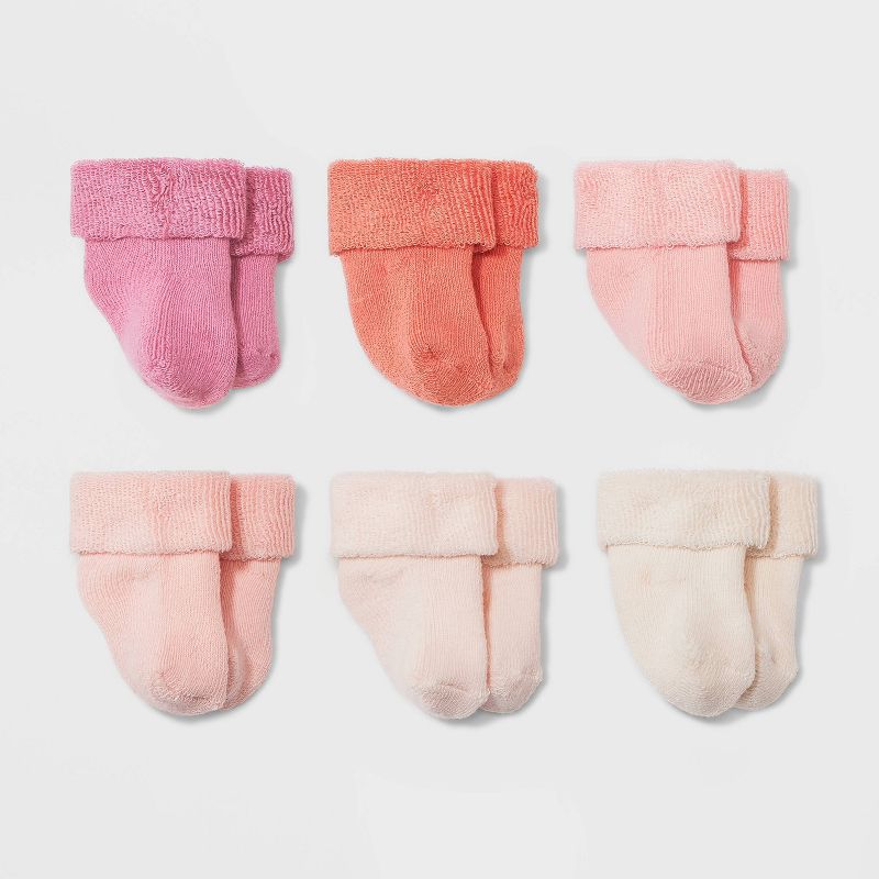 Baby 6pk Terry Bootie Socks - Cloud Island™ Pink, 1 of 5