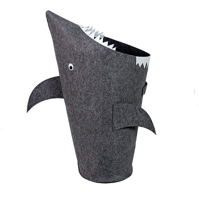 Image of Bins & Things Shark Kids Nursery Boys Laundry Hamper - Gray