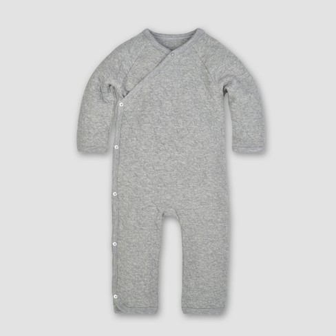 Burt's Bees Baby® Baby Organic Cotton Quilted Bee Wrap Front Jumpsuit -  Heather Gray : Target