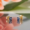 Jewelry Avalanche Women's 14K Gold 0.24ctw Blue Sapphire 4-Stone Stud Earrings Push Back - 4 of 4