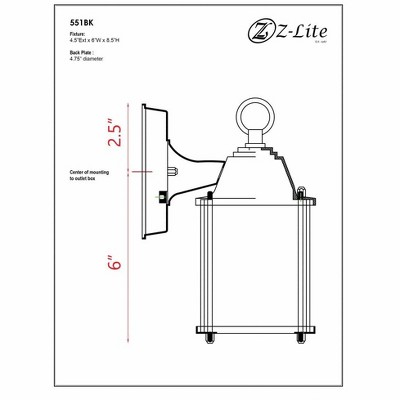 Z-Lite Waterdown 1 - Light Wall Light in  Black