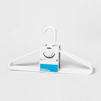 white plastic clothes hangers