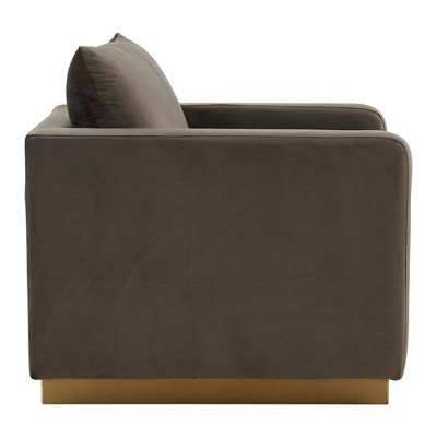 Dark Grey Velvet Wood Frame Accent Chair