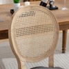 HDZNVF Set of 2 French Style Solid Wood Frame Antique Painting Linen Fabric Rattan Back Dining Chair, Gray - 2 of 4