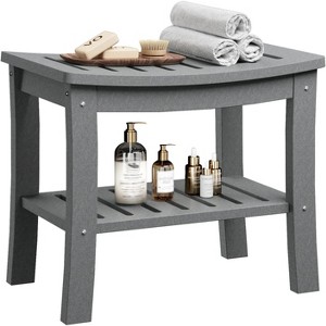 Acekool HDPE Shower Bench Waterproof 2-Tier Storage Ergonomic Curved Seat 400 lbs for Bathroom - 1 of 4