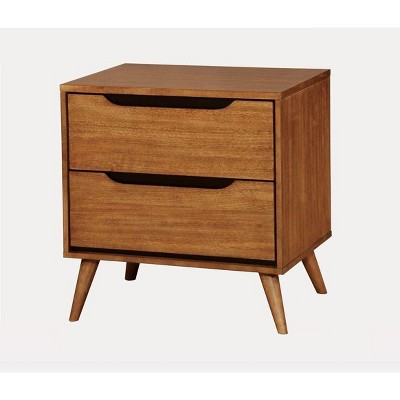 NicBex 16 inch Wide Nightstand with 2 Drawers,Side Table with Solid wood Round Tapered Legs ,Bedside Table for Bedroom,Living Room