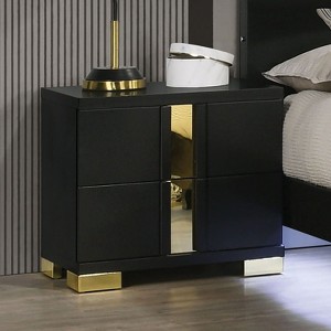 Sapphtopaz Contemporary Nightstand with 2 Drawers Unique Handle Bedside Table with Metal Legs & Acrylic Trim Night Stand for Bedroom,Living Room - 1 of 4