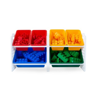 White Multi-Bin Toy Organizer with Removable Storage Bins