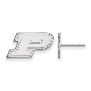 Black Bow Jewelry 14k White Gold Purdue Boilermakers NCAA Post Earrings - 1 of 3