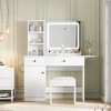 Makeup Vanity Desk with Mirror & Lights, Vanity Table Set with Drawer, Power Outlet, Chair & 3 Storage Shelves for Bedroom - 3 of 4