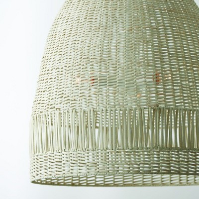 Naomi Chalk White 3-Light Woven Rattan Pendant