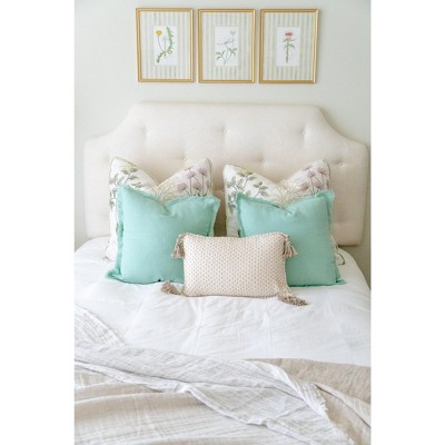 Mint Green Soft Linen Euro Pillow with Fringe