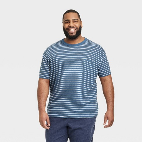 Men's Big & Tall Short Sleeve Hemp Cotton T-shirt - Goodfellow & Co™ Blue/striped 5xlt : Target
