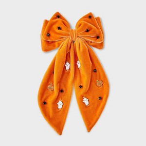 Halloween Ghost and Stud Charm Hair Bow Clip - Orange - 1 of 3