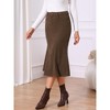 INSPIRE CHIC Women's Corduroy High Waist Button Front Fishtail Skirt with Pockets Midi Skirts - 3 of 4