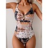 Eomenie One Piece Swimsuit for Women Tummy Control Ruched Bathing Suit V Wire Neck Slimming Swim Suits - 3 of 3