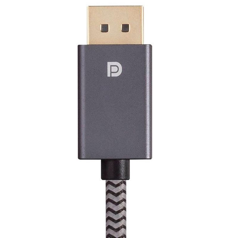 Monoprice DisplayPort 1.4 EasyPlug Nylon Braided Cable - 6 Feet - Gray | Up to 32.4 Gbps, 8K@60Hz, DPCP, HDCP, 3D Video, HBR3, DSC 1.2, 4 of 5