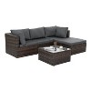 Patio Furniture, Outdoor Furniture, Seasonal PE Wicker Furniture, 5 Set Wicker Furniture With Tempered Glass Coffee Table - 4 of 4