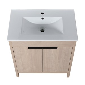 Bencmate Bathroom Storage Cabinets, Bathroom Vanity,30 Inch Bathroom Vanity with White Ceramic Sink, Freestanding Bathroom Sink Cabinet with 2 - 1 of 1