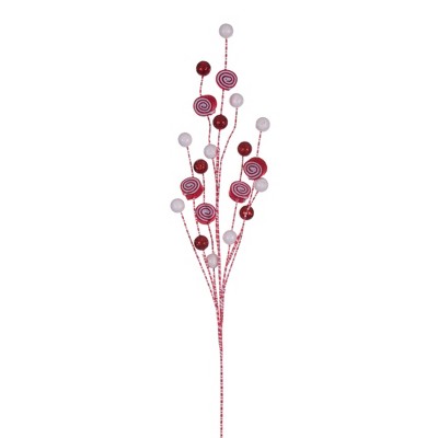 Vickerman 32 Red And White Swirl And Glitter Ball Spray, 4 Per