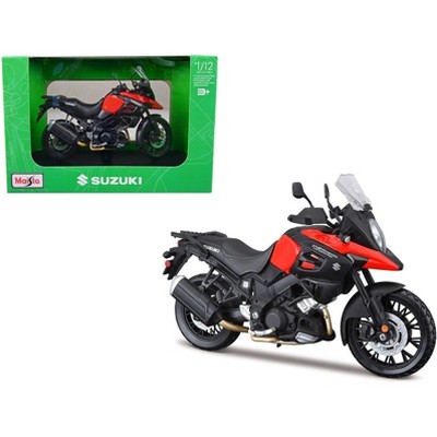 Suzuki V-Strom 1000 Red and Black with Plastic Display Stand 1/12 Die cast Motorcycle Model by Maisto