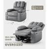 360° Swivel Manual Recliner Chair for Adults, PU Leather Nursery Rocking Chair with Side Pocket, for Living Room, Beige - 2 of 4