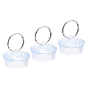 Unique Bargains Rubber Clear Hanging Ring Bathtub Kitchen Drain Stopper 3 Pcs - 1 of 4