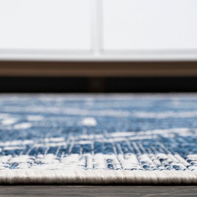 Marokko Diamond Tribal Medallion 3x5 Blue/Ivory Synthetic Rug