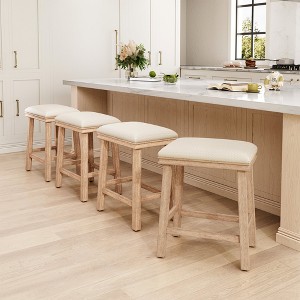 Captiva Designs 24 inch Height Bar Stool with Padded Seat & Solid Wood Frame & Footrest - 1 of 4