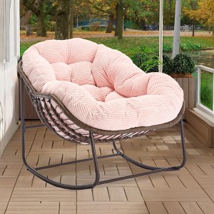 MOONMISS Outdoor Rocking Chair, Patio Oversized Wicker Egg Rocking Chair,Indoor & Outdoor Comfy Rocker Chair with Thick Cushion - 1 of 4