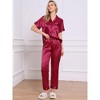cheibear Women's Buton Down Sleepwear with Pants Nightwear Lounge Pajama Set 2 Pcs - 2 of 4