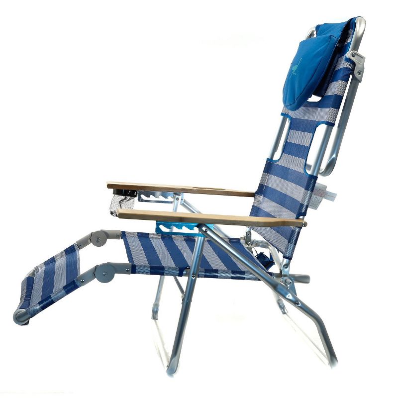 Ostrich 3-N-1 Lightweight Comfortable Aluminum Multi-Position Relaxing Reclining Beach Chair, Striped (2 Pack), 5 of 8